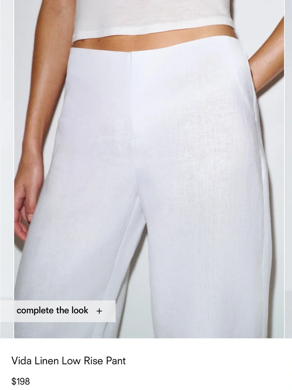 Vida Linen Low Rise Pant - White